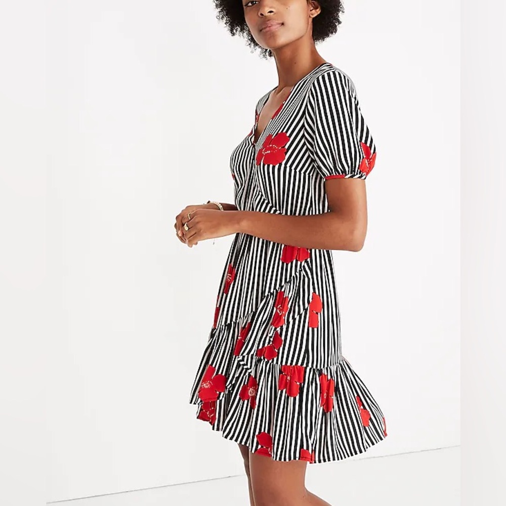 Madewell Ruffle-Wrap Dress in Candied Orchids